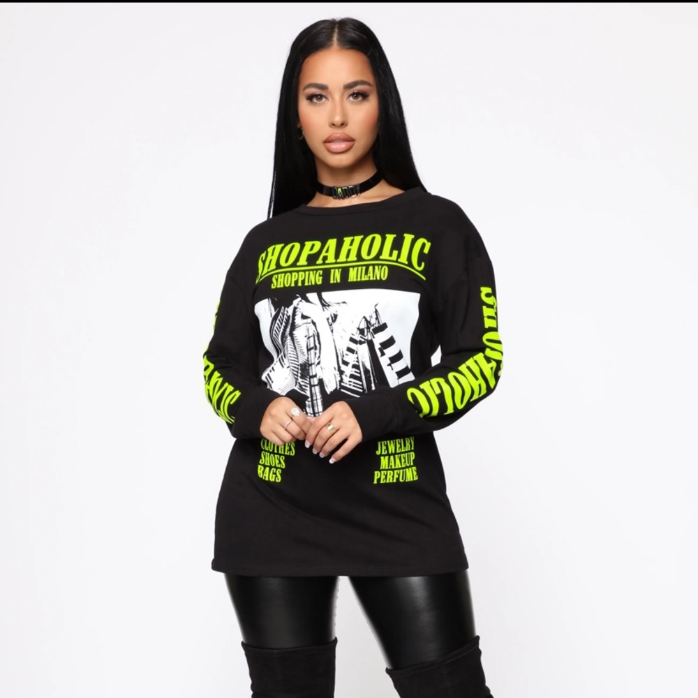 Fashion Nova Shopaholic Long Sleeve Tunic